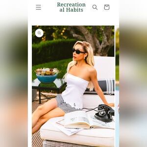 Recreational Habits Mila Strapless Top with Scalloped Hem in White